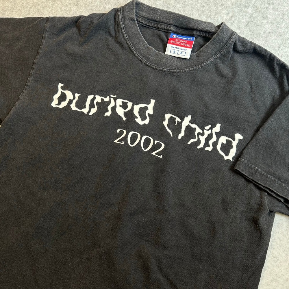 Champion Buried Child 2002 Academy Theatre Graphic T-Shirt Mens Small Black